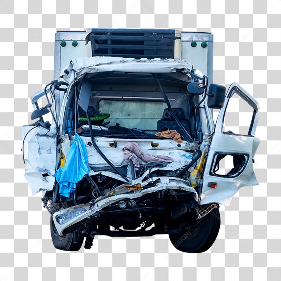 Caminhão Batido Amassado PNG Transparente