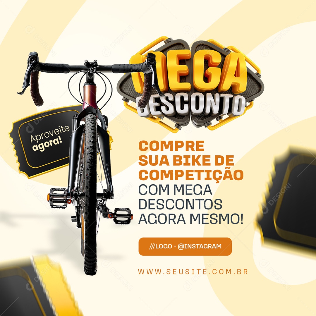 Mega Desconto Loja de Bicicleta Compre sua Bike Social Media PSD Editável
