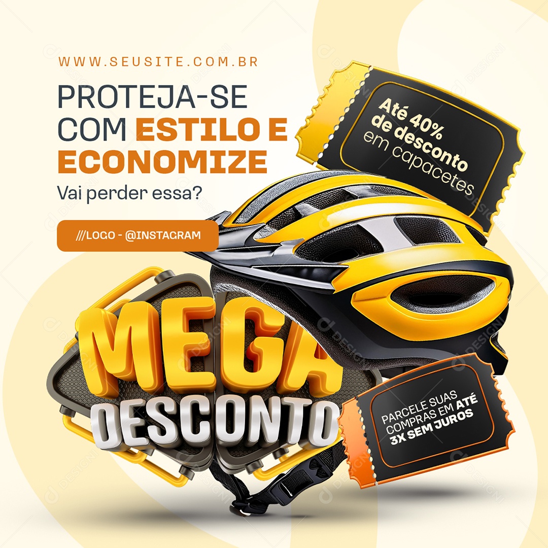 Mega Desconto Loja de Bicicleta Capacetes Social Media PSD Editável