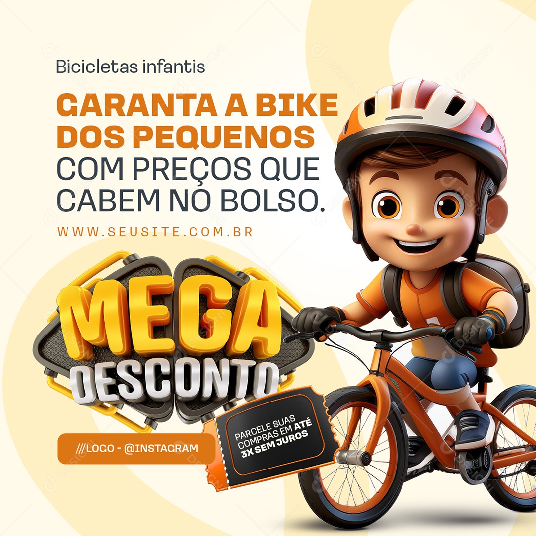 Mega Desconto Loja de Bicicleta Garanta a Bike Social Media PSD Editável