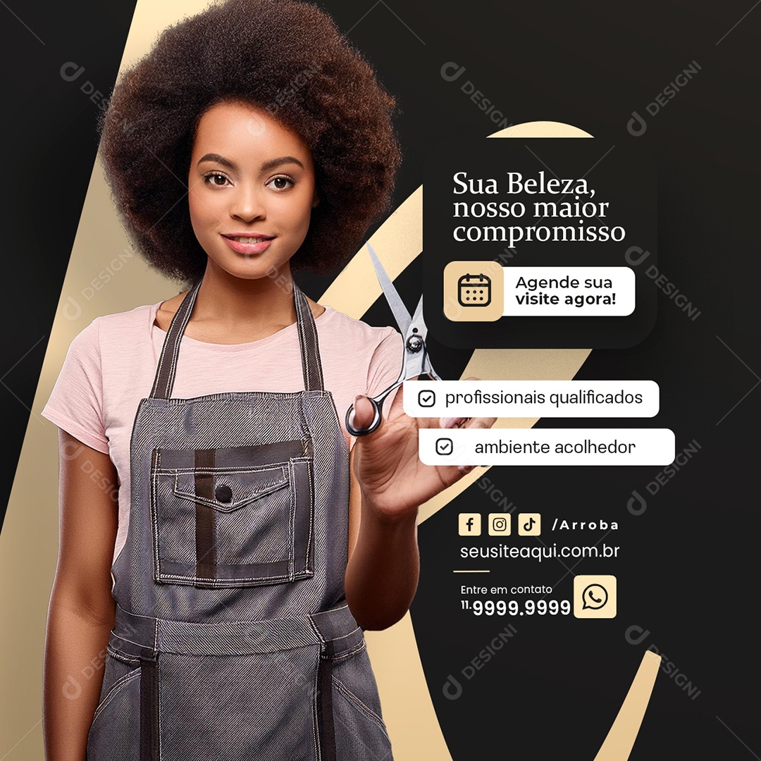 Salão de Beleza Sua Beleza nosso Maior Compromisso Social Media PSD Editável