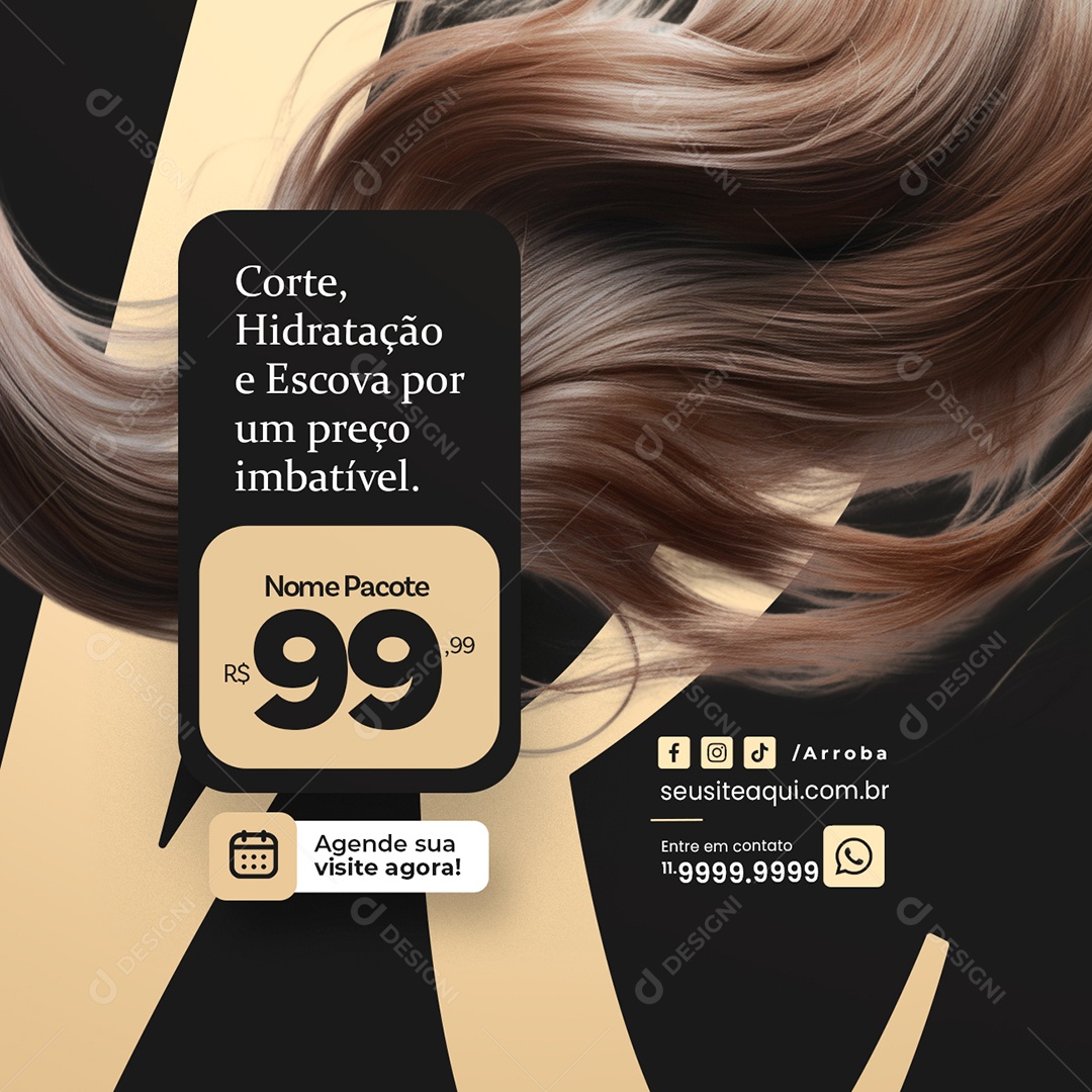 Salão de Beleza Corte Hidratação Social Media PSD Editável