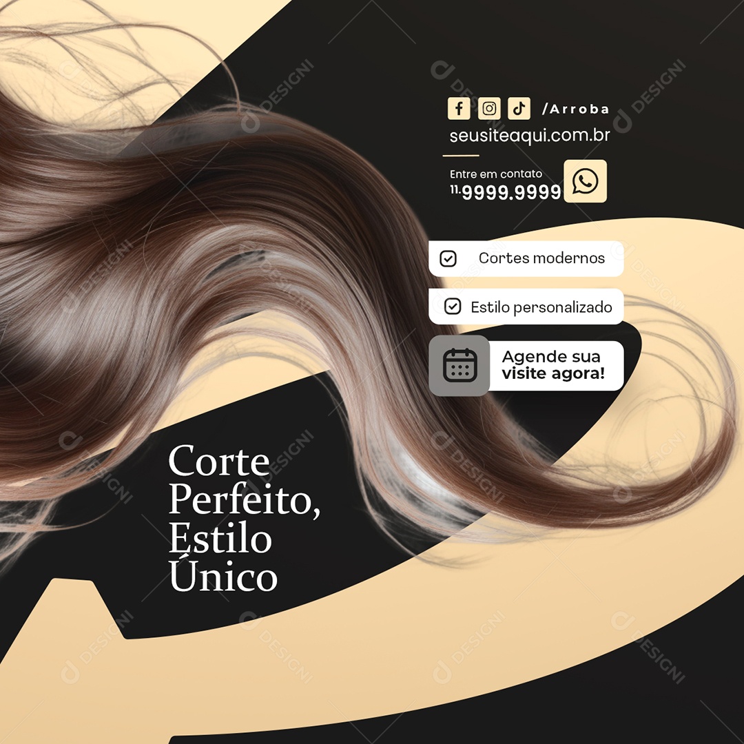 Salão de Beleza Corte Perfeito Estilo Único Social Media PSD Editável