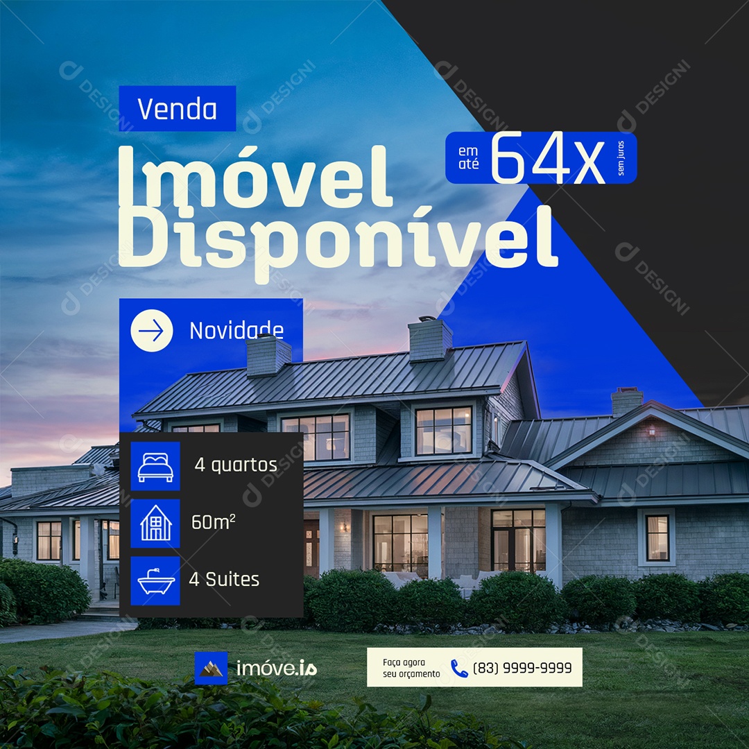 Imóveis Venda Imóvel Disponível Novidade Social Media PSD Editável