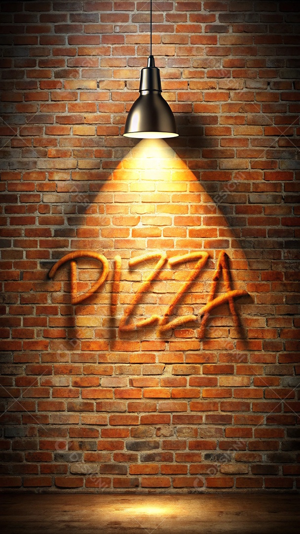 Parede de tijolos com gráfite de pizza linda