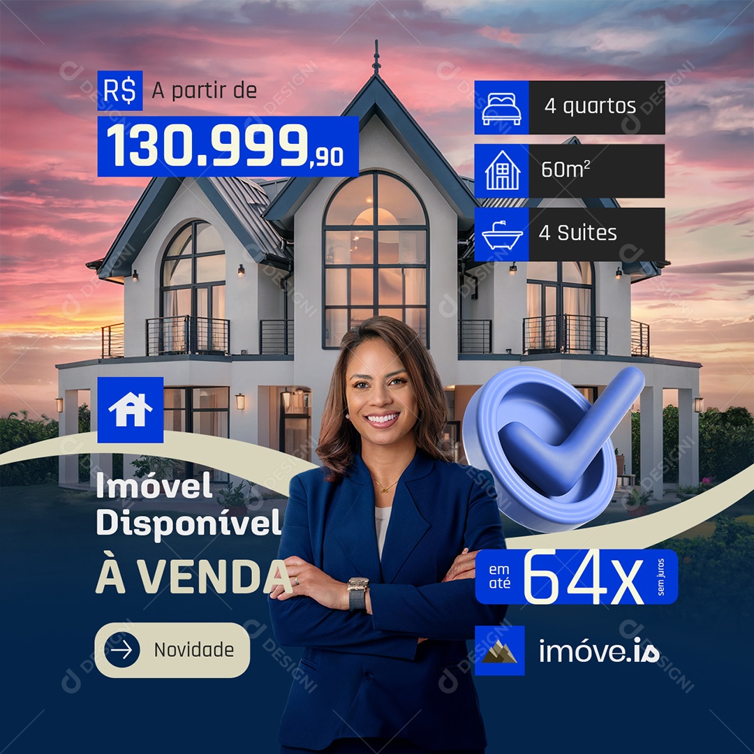 Social Media Imóveis Imóvel Disponível à Venda PSD Editável