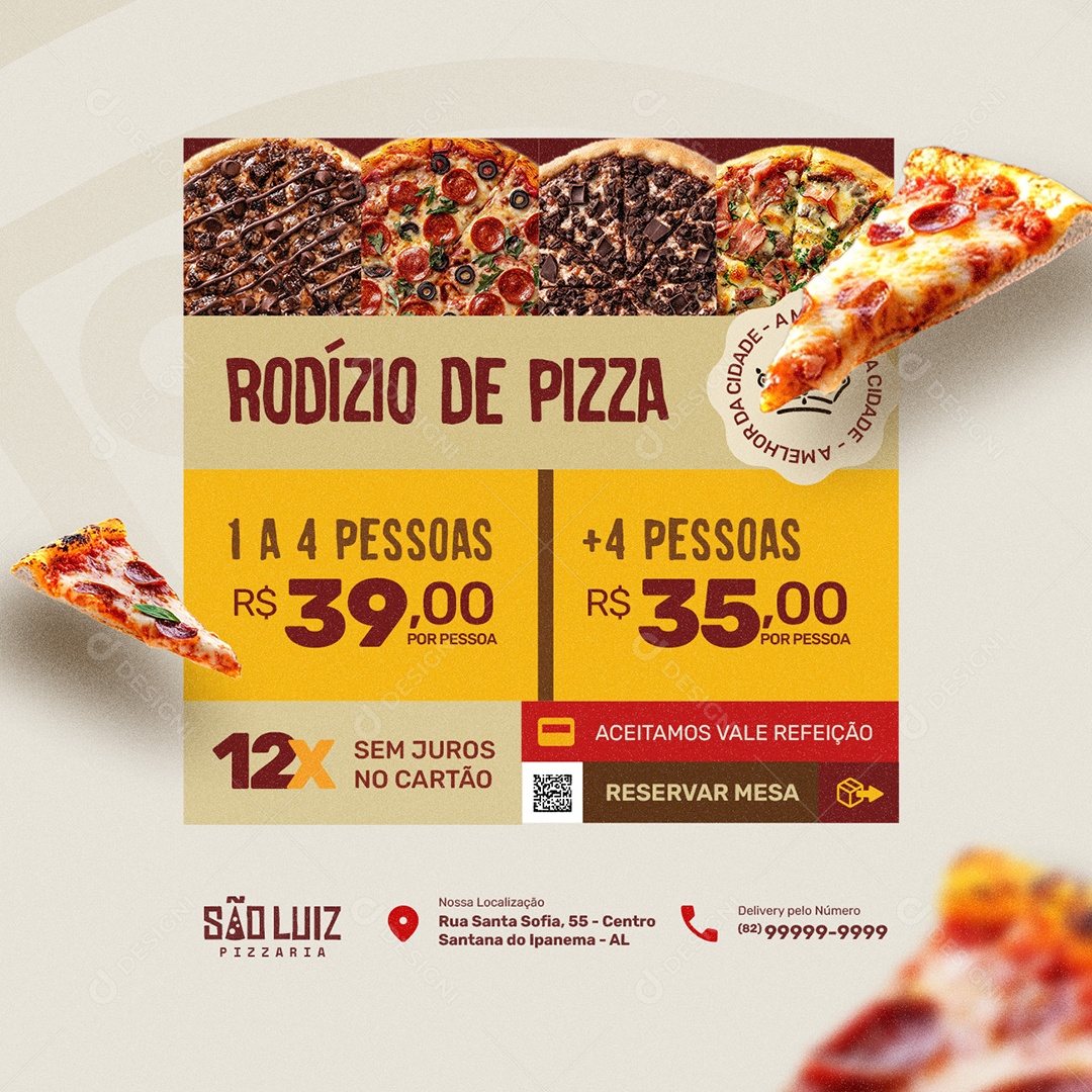 Pizzaria Rodízio de Pizza Social Media PSD Editável