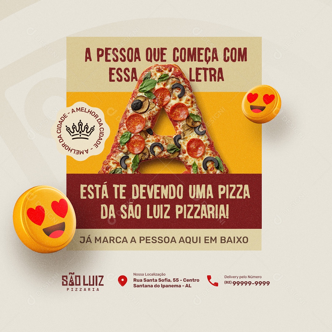 Pizzaria a Melhor da Cidade Social Media PSD Editável