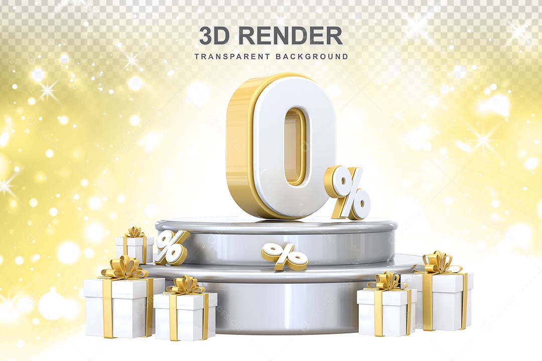 Pódio de Número 0% Elemento 3D para Composição PSD