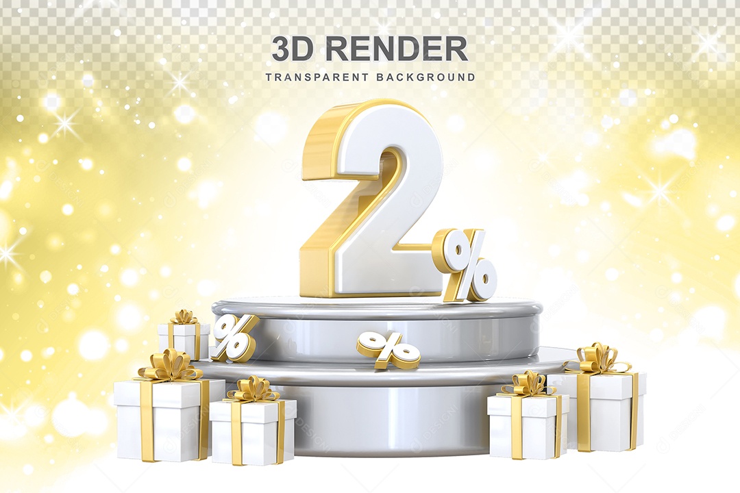 Pódio de Número 2% Elemento 3D para Composição PSD