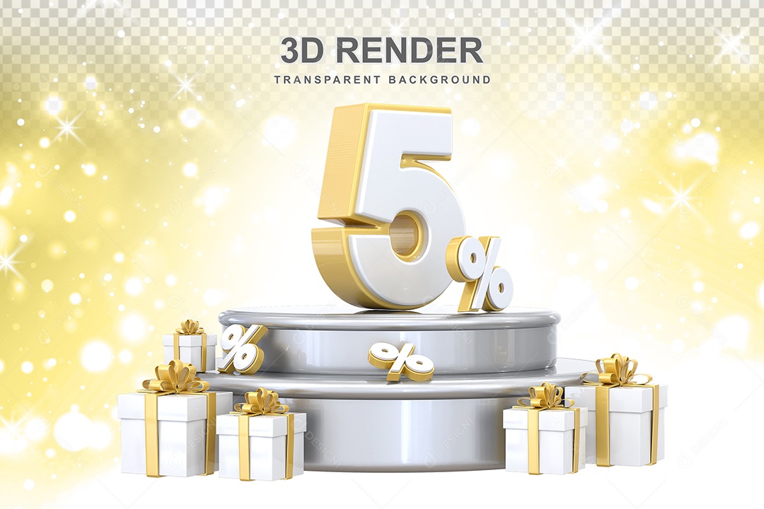 Pódio de Número 5% Elemento 3D para Composição PSD
