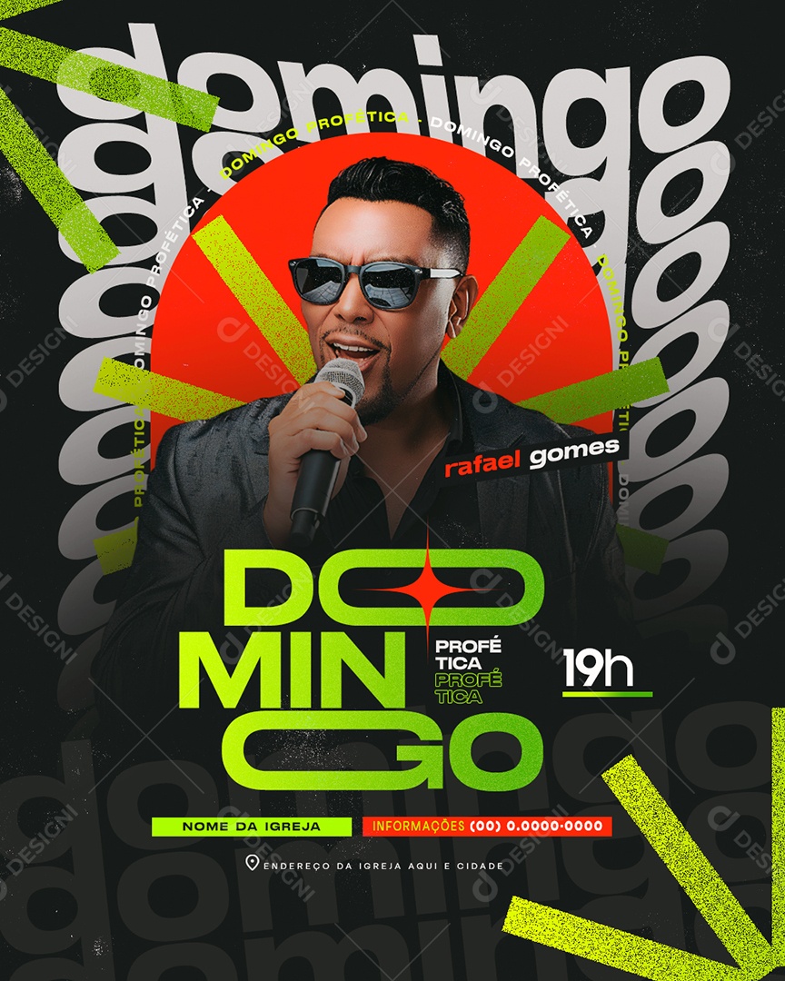 Gospel Domingo Profética Social Media PSD Editável
