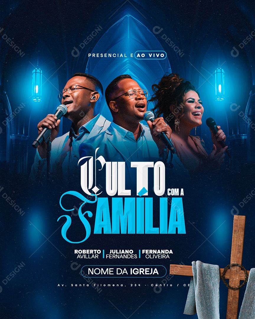 Gospel Culto Com a Família Social Media PSD Editável