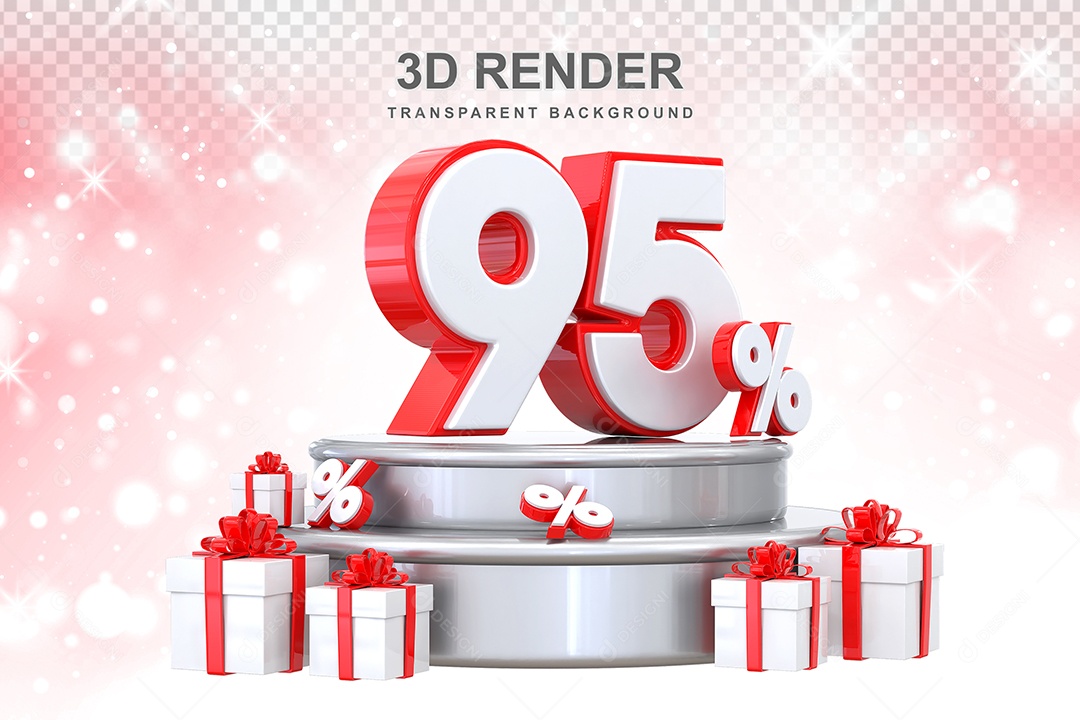 Pódio de Número Vermelho 95% Elemento 3D para Composição PSD