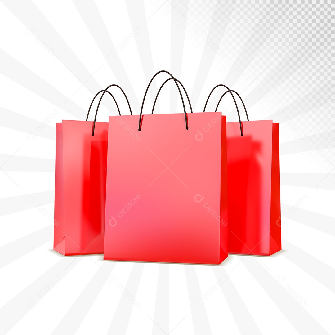 Sacola de Compras Elemento 3D para Composição PSD