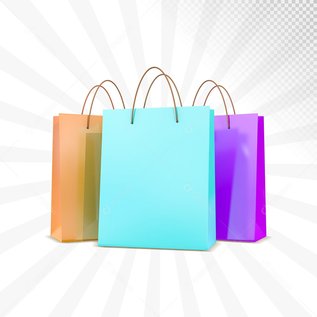 Sacola de Compras Elemento 3D para Composição PSD