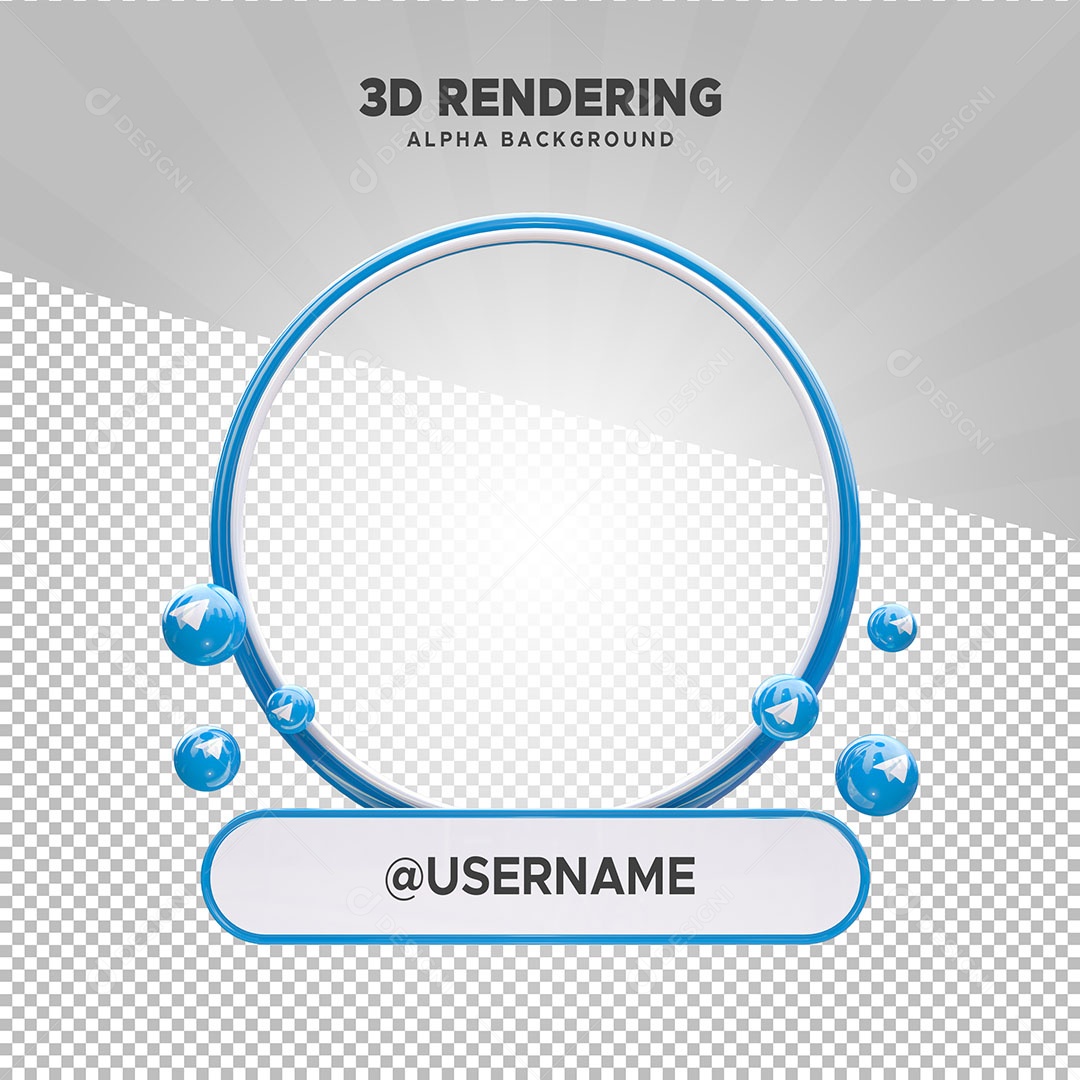 Moldura de Perfil do Telegran Elemento 3D para Composição PSD