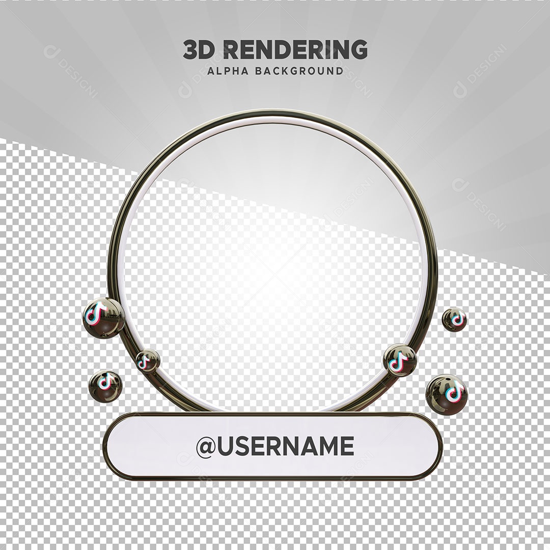 Moldura de Perfil do Tik Tok Elemento 3D para Composição PSD