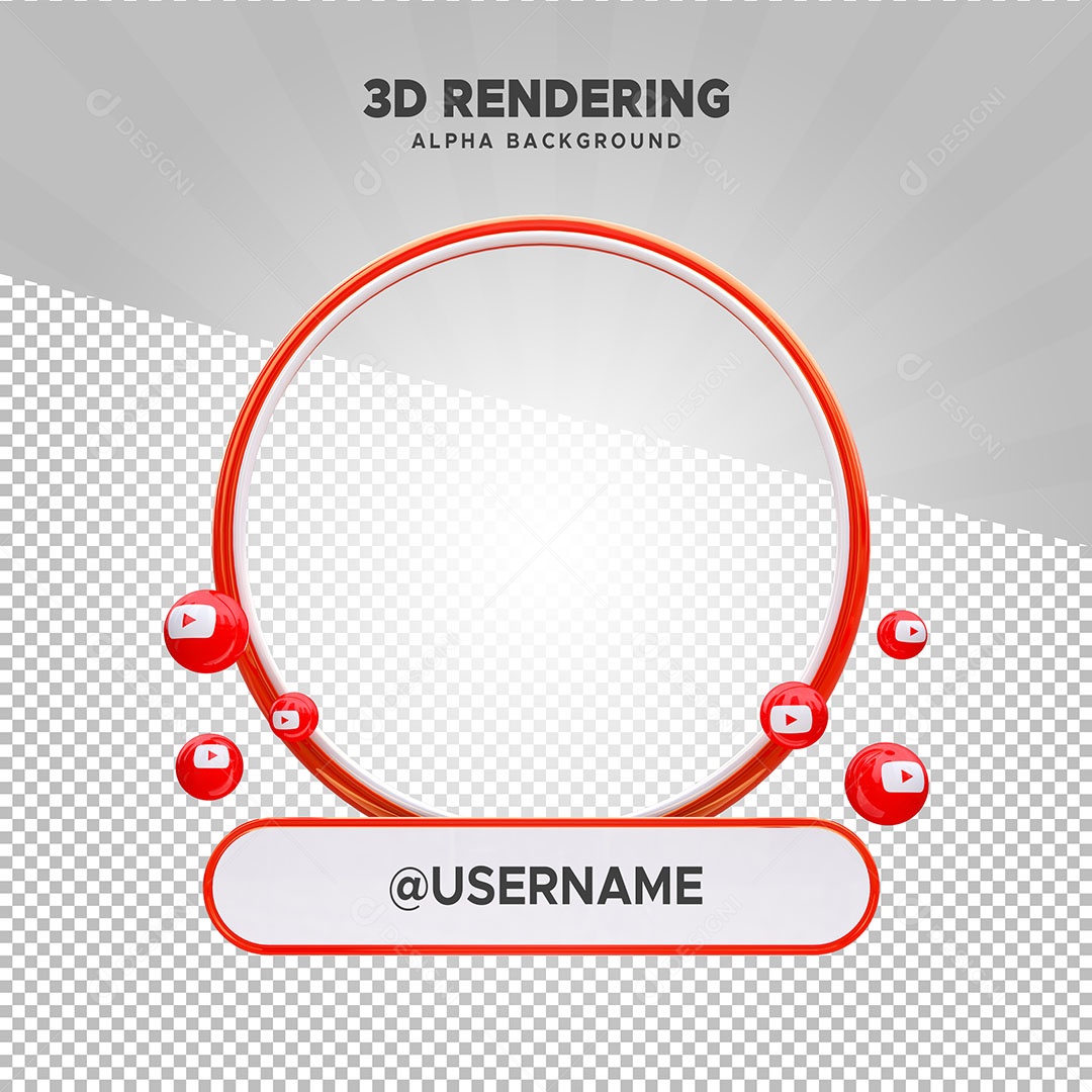Moldura de Perfil do Youtube Elemento 3D para Composição PSD