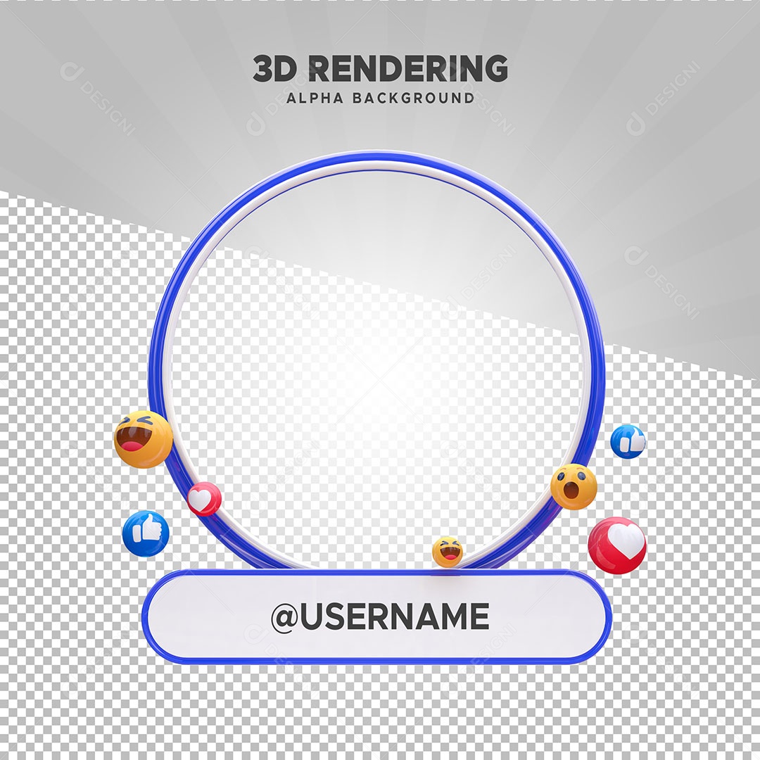 Moldura de Perfil com Emojis Elemento 3D para Composição PSD