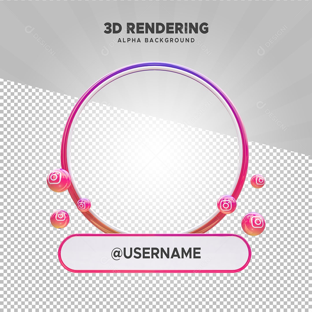 Moldura de Perfil do Instagram Elemento 3D para Composição PSD