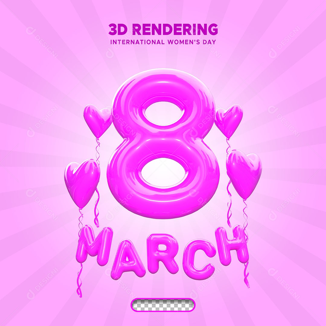 Elemento 3D do Dia das Mulheres 8 de Março Composição PSD
