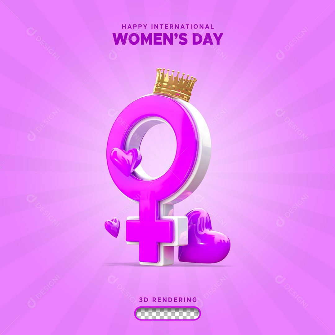 Elemento 3D do Dia das Mulheres Composição PSD