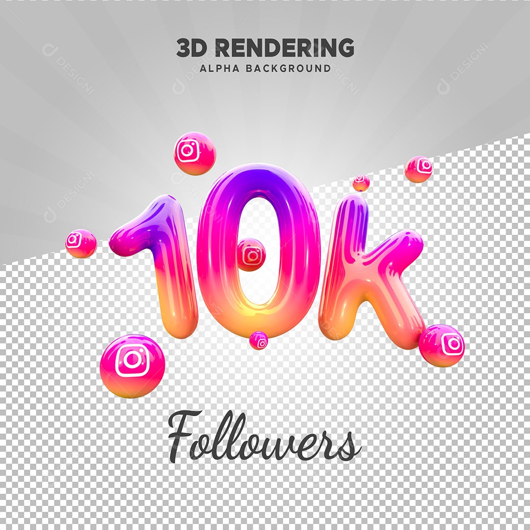 Obrigados Pelos 10k no Instagram Elemento 3D para Composição PSD