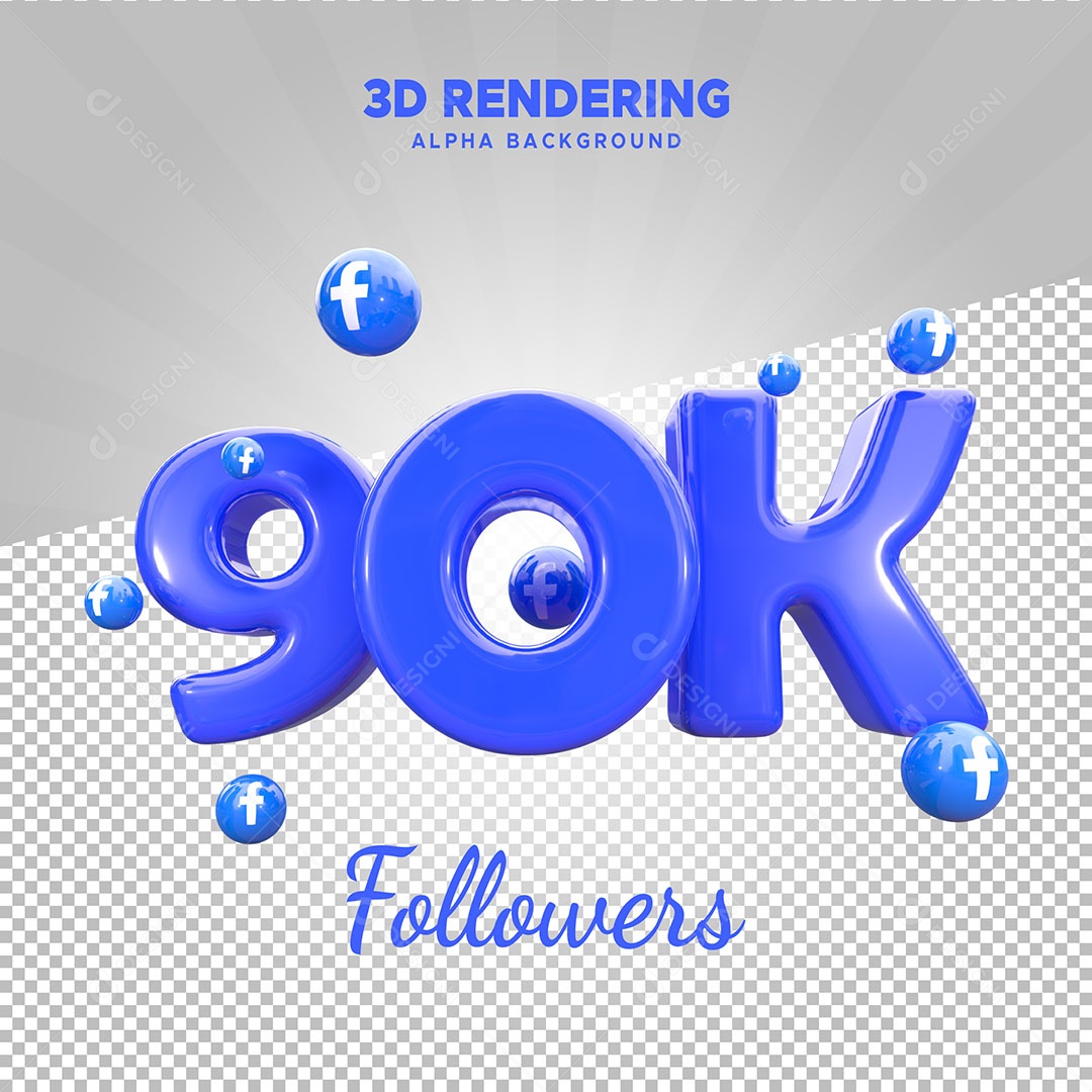 Thank you for 90k on Facebook 3D Element for PSD Composition