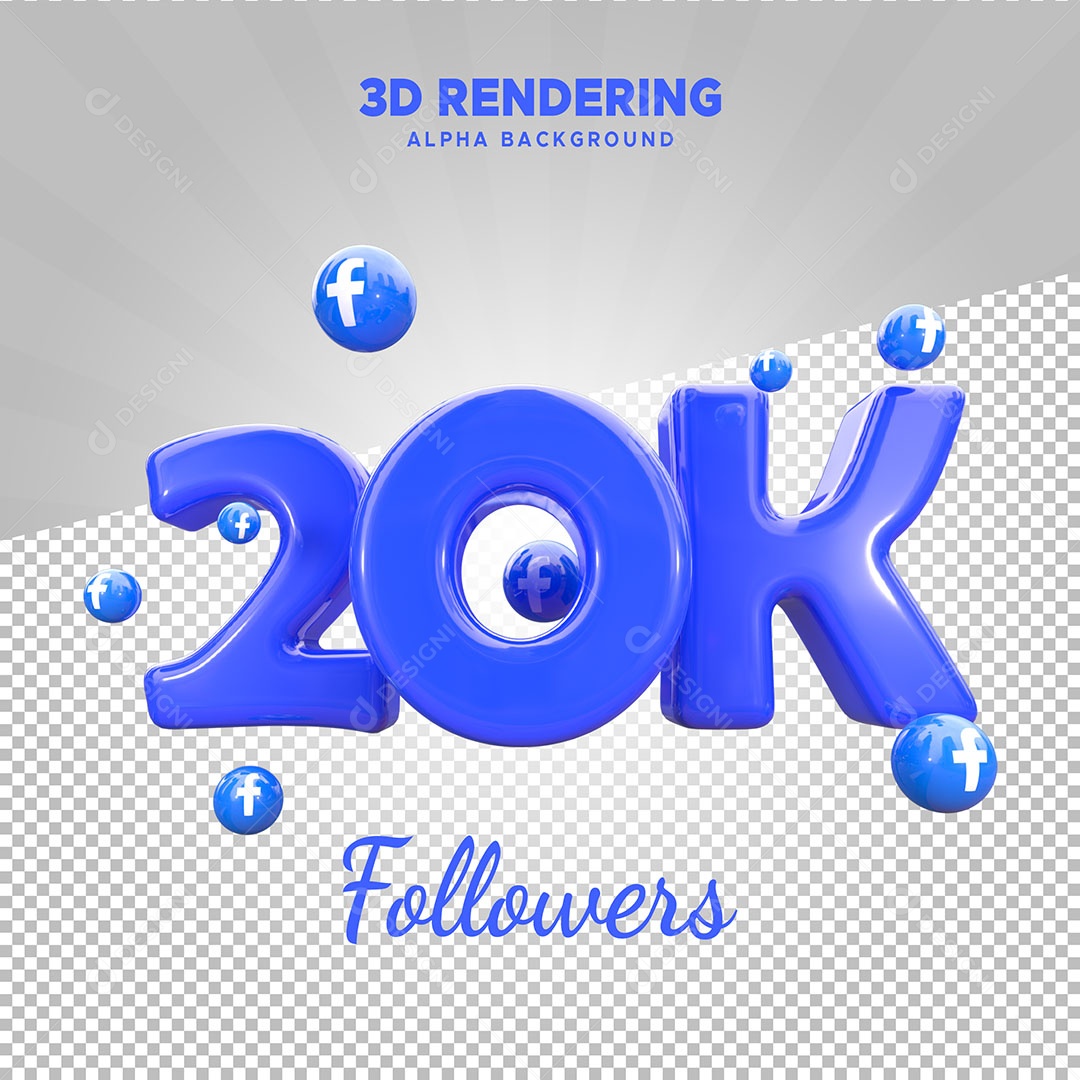 Obrigados Pelos 20k no Facebook Elemento 3D para Composição PSD