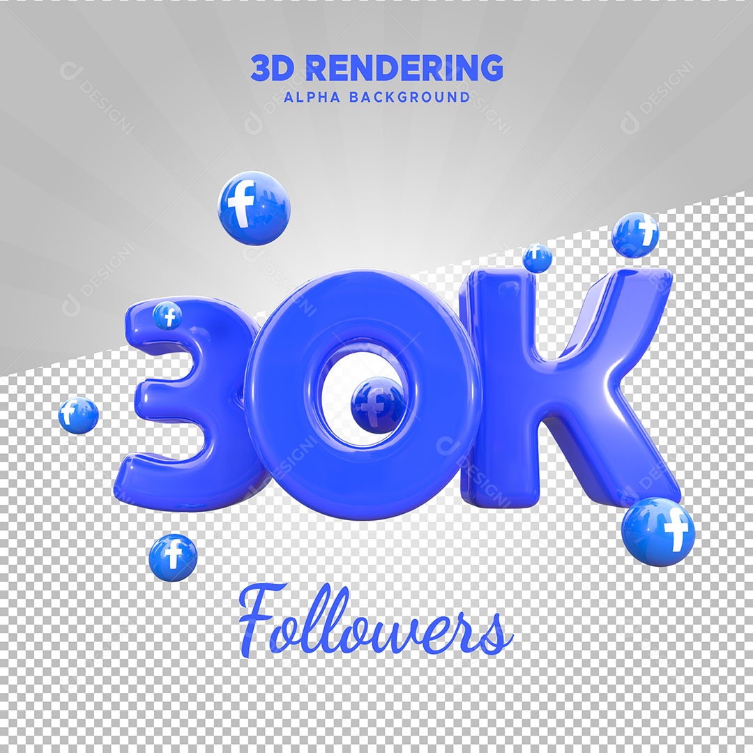 Thanks for 30k on Facebook 3D Element for PSD Composition