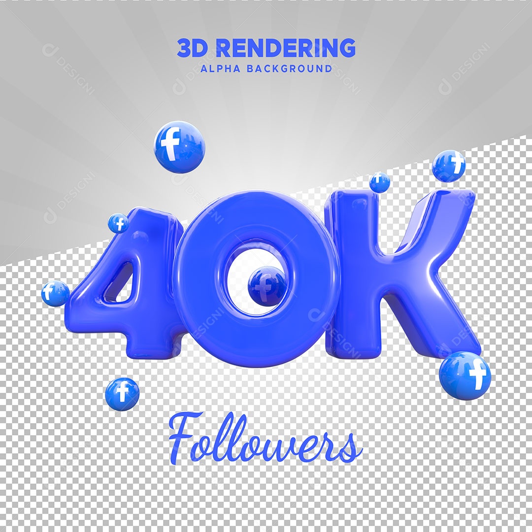 Obrigados Pelos 40k no Facebook Elemento 3D para Composição PSD