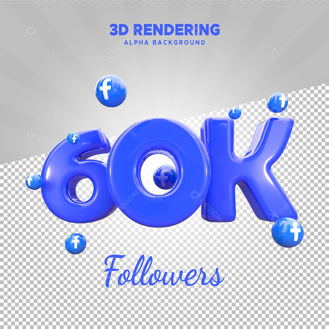 Obrigados Pelos 60k no Facebook Elemento 3D para Composição PSD