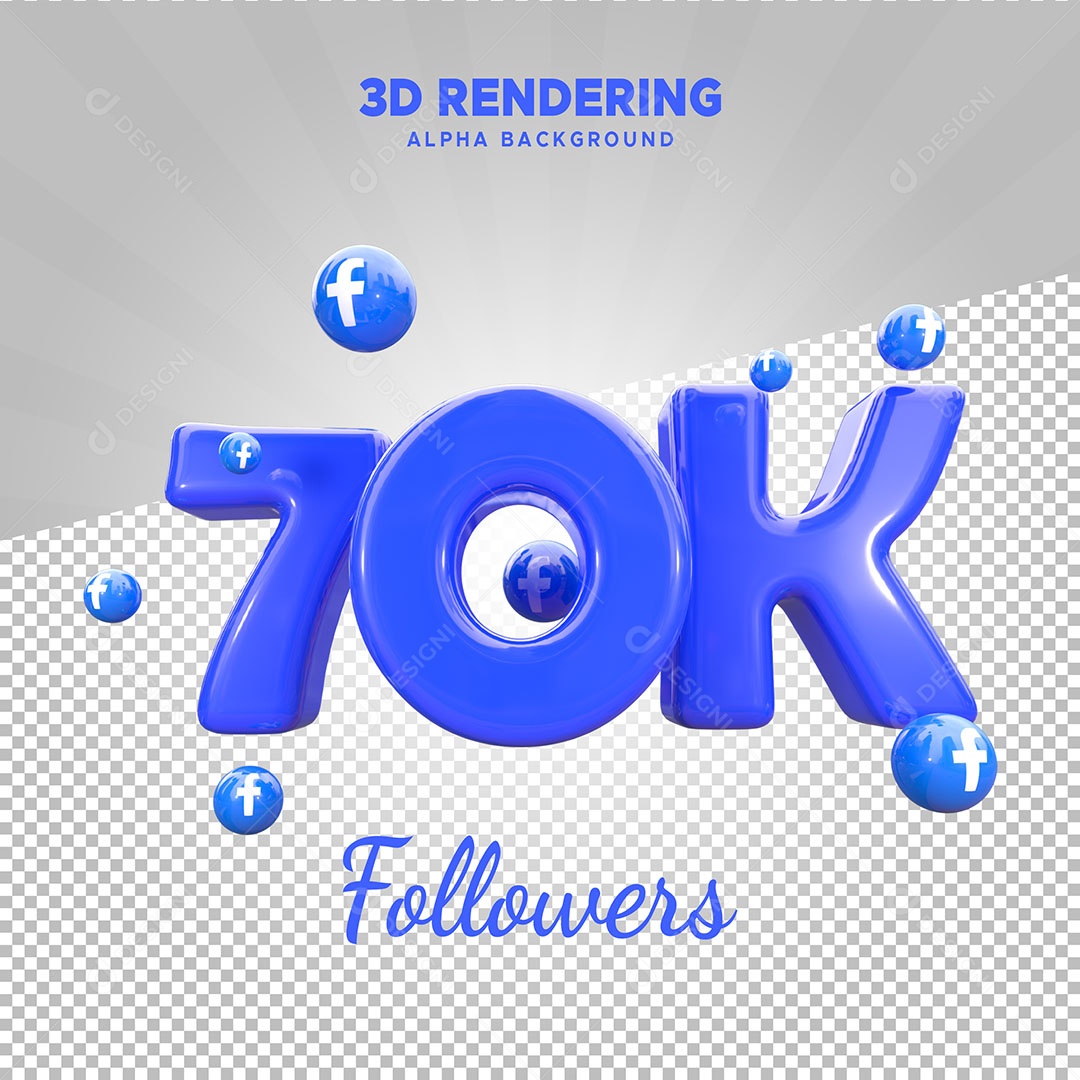 Obrigados Pelos 70k no Facebook Elemento 3D para Composição PSD