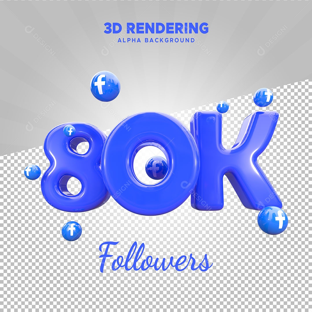 Obrigados Pelos 80k no Facebook Elemento 3D para Composição PSD