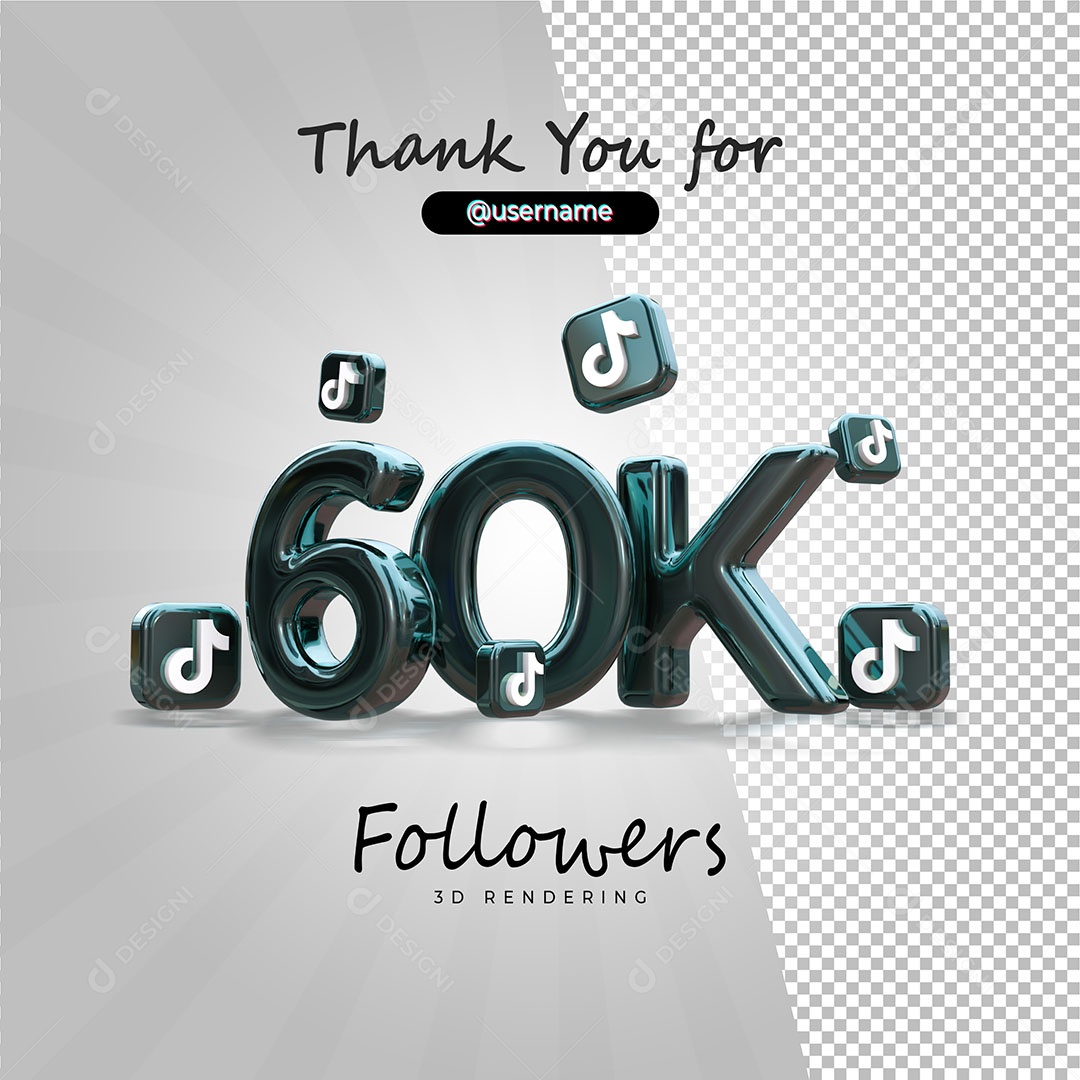 Thank you for 60k on Tik Tok 3D Element for PSD Composition