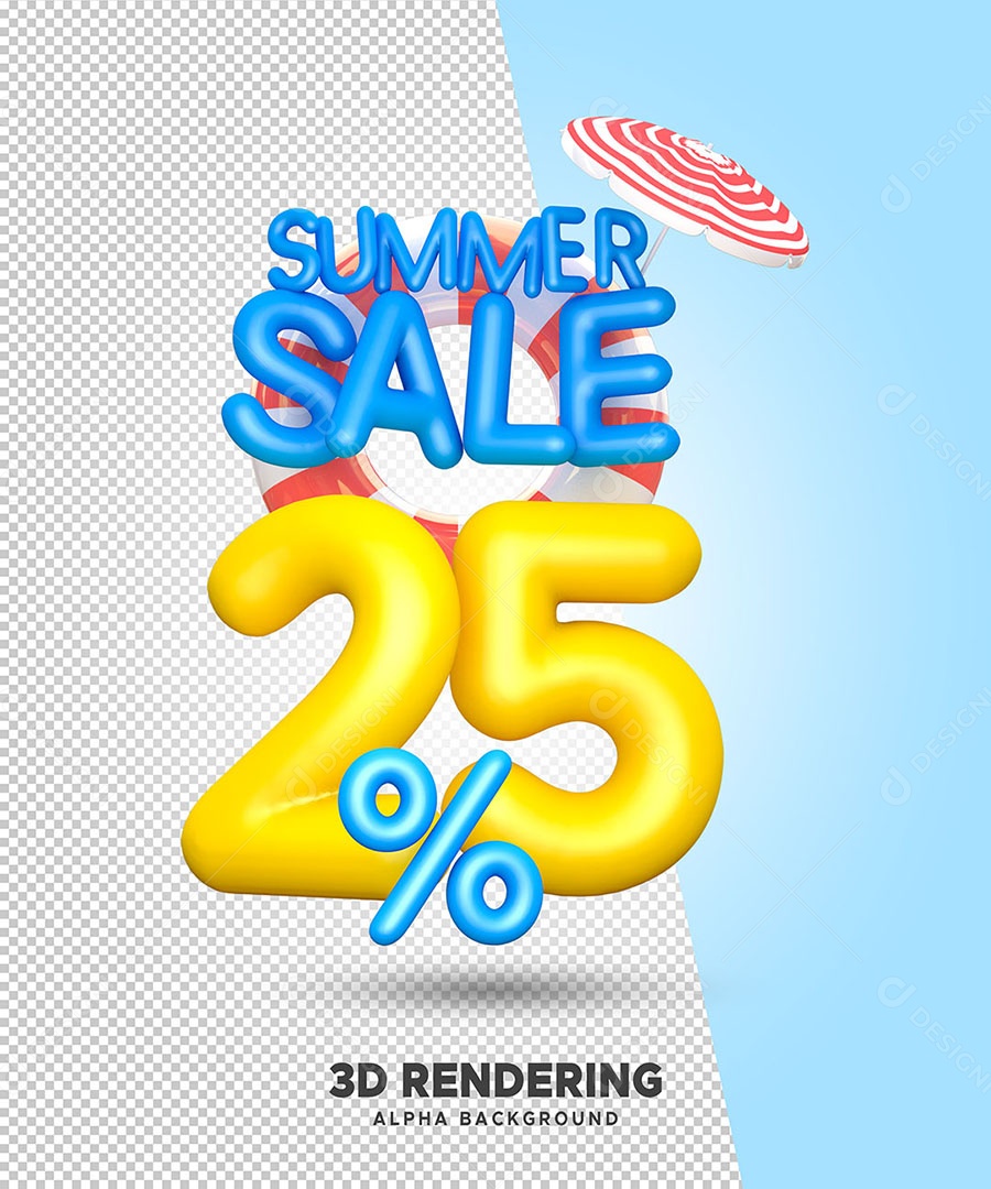 Promoção de Verão 25% de Desconto Elemento 3D para Composição PSD