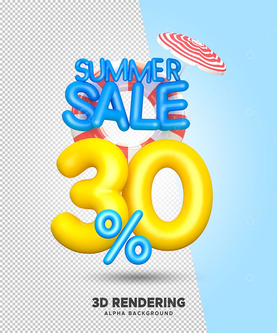 Promoção de Verão 30% de Desconto Elemento 3D para Composição PSD