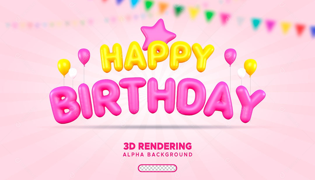 Feliz Aniversario Elemento 3D para Composição PSD