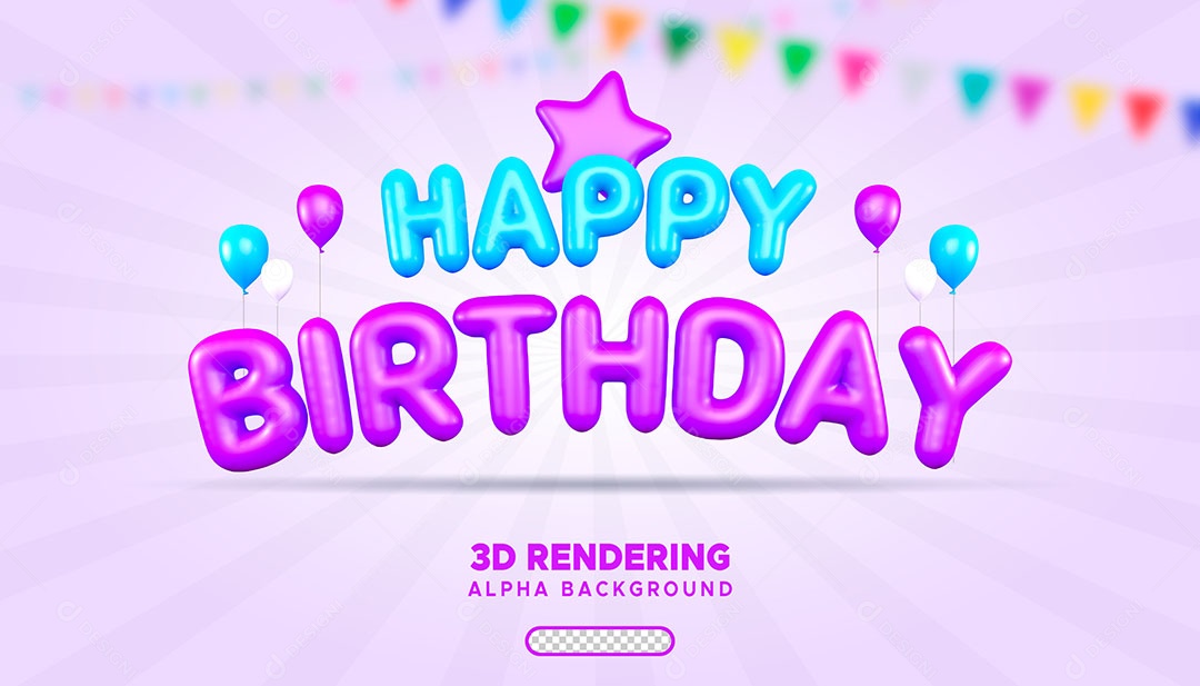 Feliz Aniversario Elemento 3D para Composição PSD
