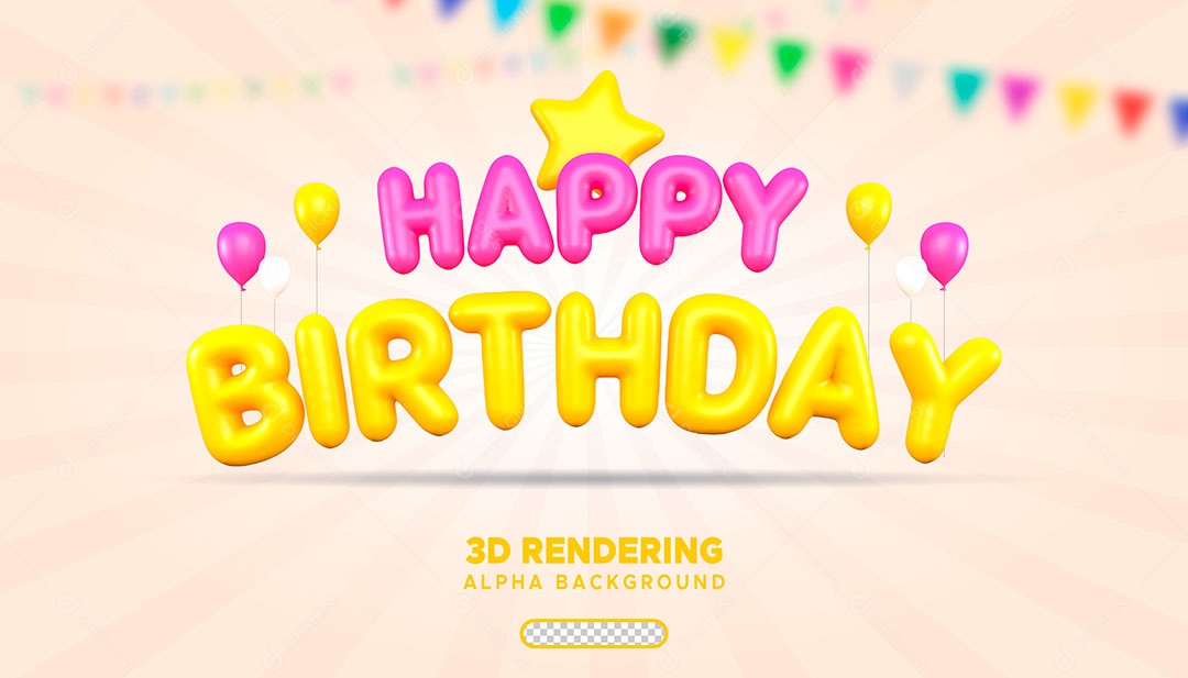 Feliz Aniversario Elemento 3D para Composição PSD