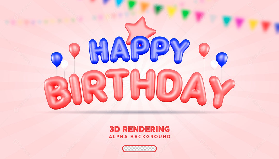 Feliz Aniversario Elemento 3D para Composição PSD