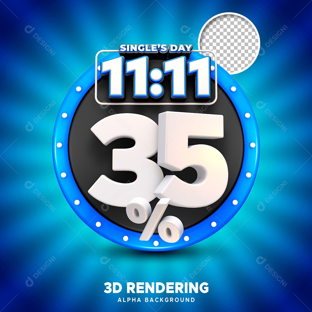 Selo 3D Promoção do 11.11 35% de Desconto para Composição PSD