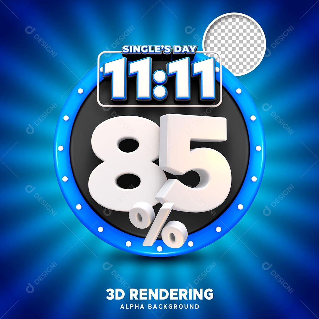 Selo 3D Promoção do 11.11 85 % de Desconto para Composição PSD