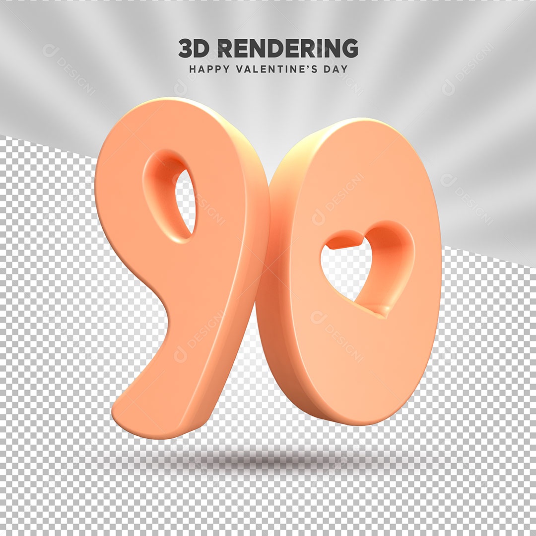 Numero 90 Elemento 3D para Composição PSD