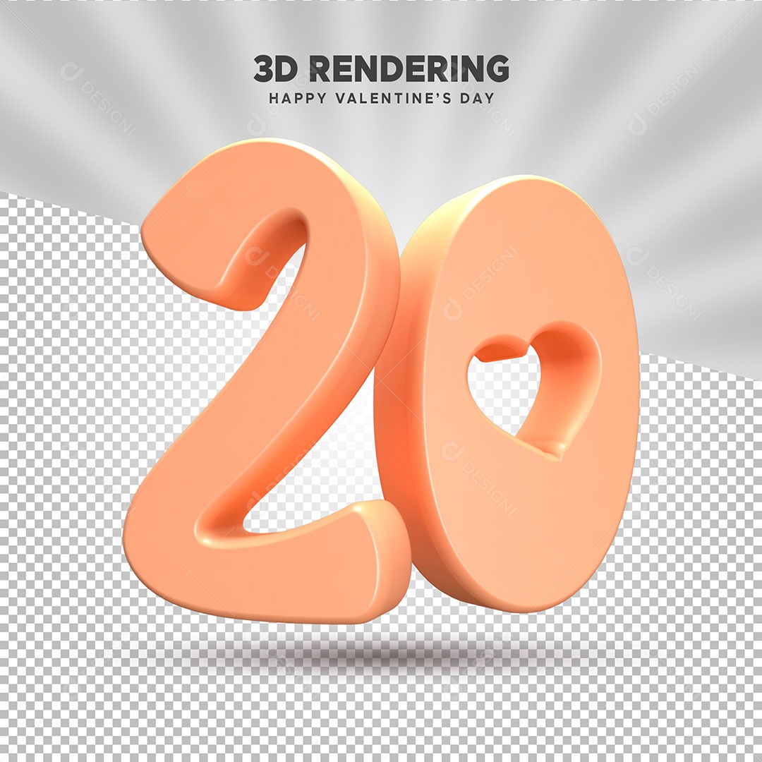 Numero 20 Elemento 3D para Composição PSD
