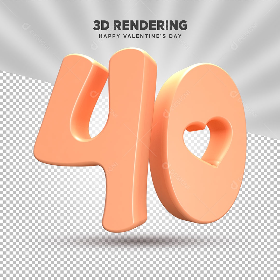 Numero 40 Elemento 3D para Composição PSD