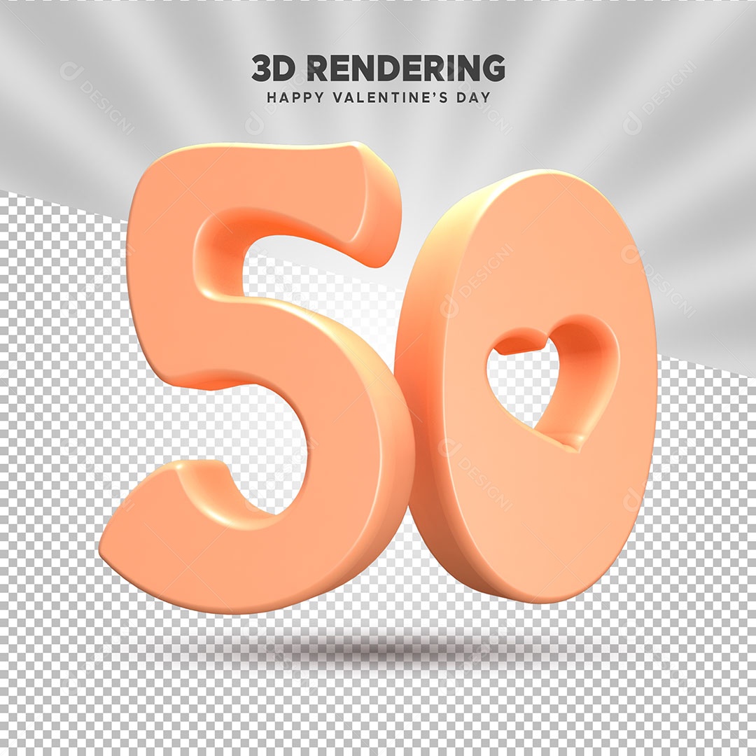 Numero 50 Elemento 3D para Composição PSD