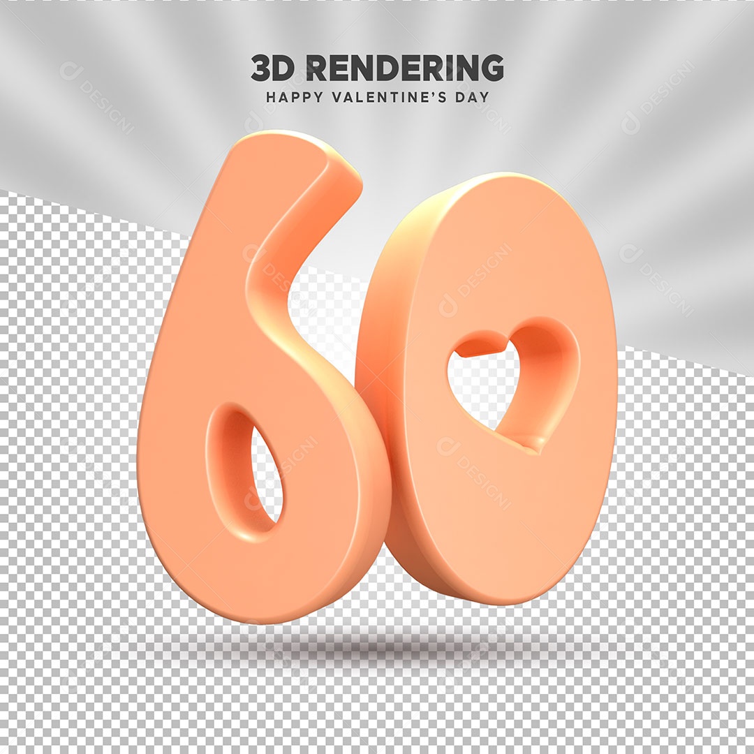 Numero 60 Elemento 3D para Composição PSD