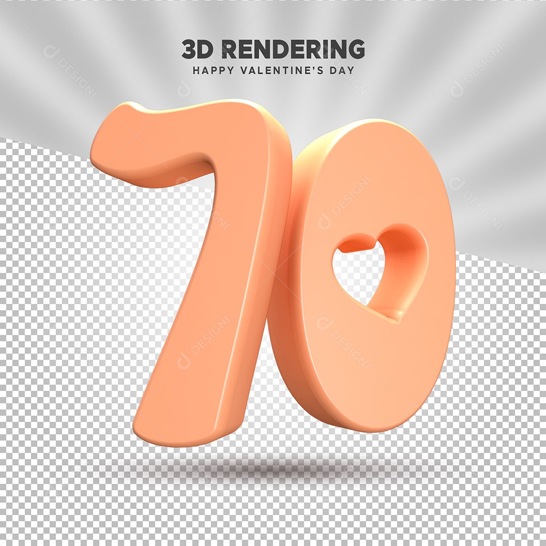 Numero 70 Elemento 3D para Composição PSD
